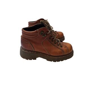 Vintage Dr Doc Martens 9352 Chunky Boots Kids 4 Brown Leather Lace Up Combat